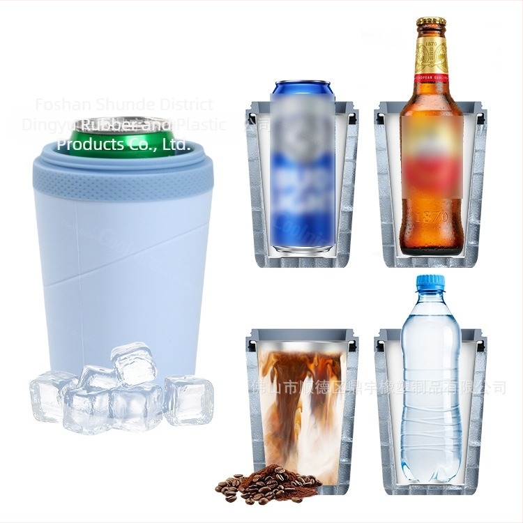 Kétszintes pohár rozsdamentes acélból és szilikonból, hűti az italokat, testreszabható logó