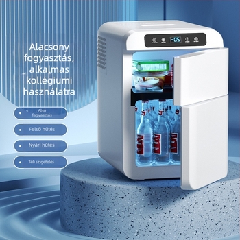 KOQOMA kompresszoros autóhűtő, 12V/24V univerzális kompatibilitás, 20L+ kapacitás, 48-75W, hűt 0°C-ig