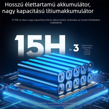 Autóba illő mini hűtő inzulin számára, kapacitás legfeljebb 5 L, 15 W, 12V/220V, hőmérséklet-tartomány 2–18°C