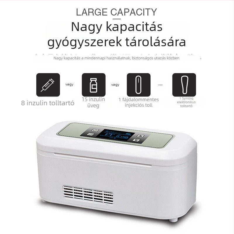 Félvezető autóhűtő, hordozható, 5 L, 12V, 15W, 2–18°C, ABS műanyag