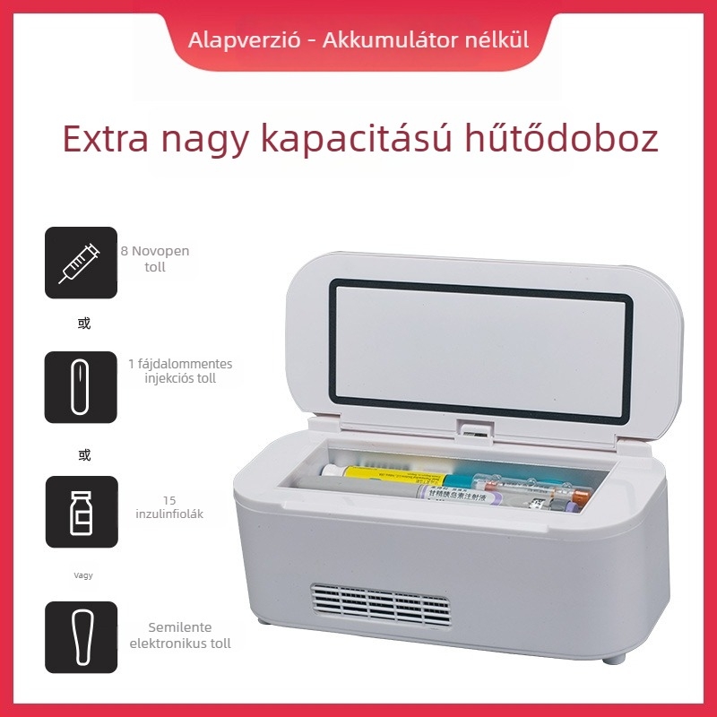 Félvezető autóhűtő, hordozható, 5 L, 12V, 15W, 2–18°C, ABS műanyag