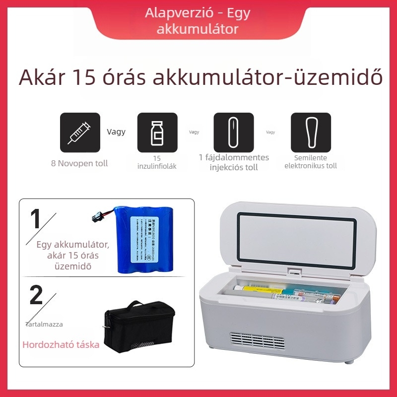 Félvezető autóhűtő, hordozható, 5 L, 12V, 15W, 2–18°C, ABS műanyag