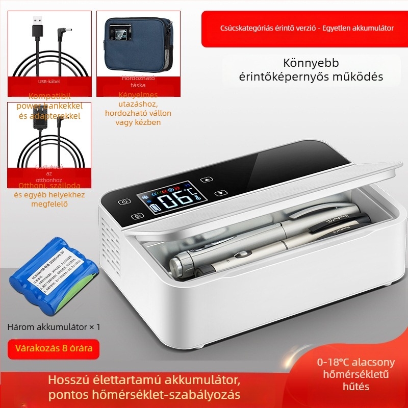 Coolbox félvezetős autóhűtő gyógyszerekhez, kapacitás legfeljebb 5 L, 11W, 5V 3,4A, 0-18°C