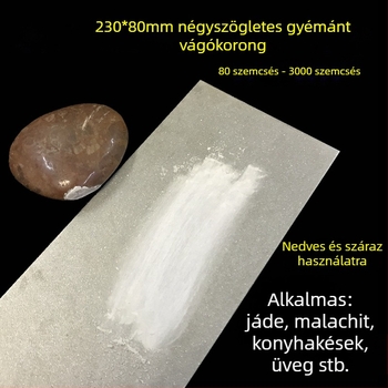Hosszúkás gyémánt csiszoló darab, elektroplattolt acél hátlappal, jade, üveg, kerámia és fém számára.