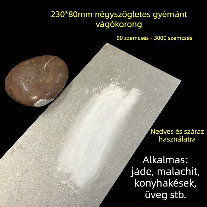 Hosszúkás gyémánt csiszoló darab, elektroplattolt acél hátlappal, jade, üveg, kerámia és fém számára.