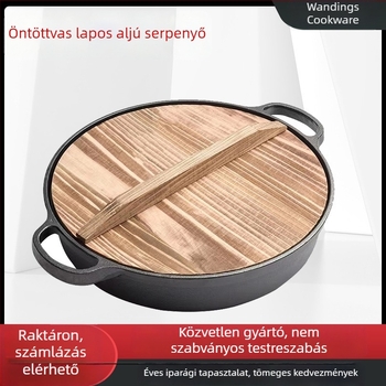 Öntöttvas serpenyő sütéshez, öntöttvas edény, knedli serpenyő, vastagabb vas serpenyő, gázfőzéshez alkalmas, tapadásmentes