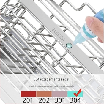 304 rozsdamentes acél falra szerelhető edény- és evőeszköztartó, konyhai rendező, egyszerű modern stílus