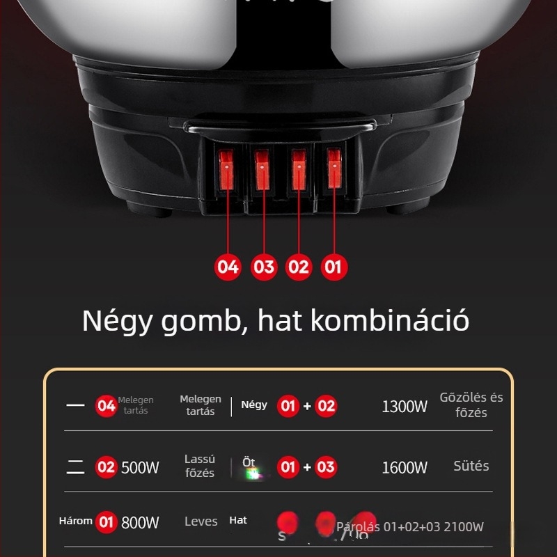 Wanlida elektromos forró fazék és serpenyő, integrált rozsdamentes acél, 6 L+ kapacitás, száraz égés elleni védelem, többfunkciós, nagy teljesítmény