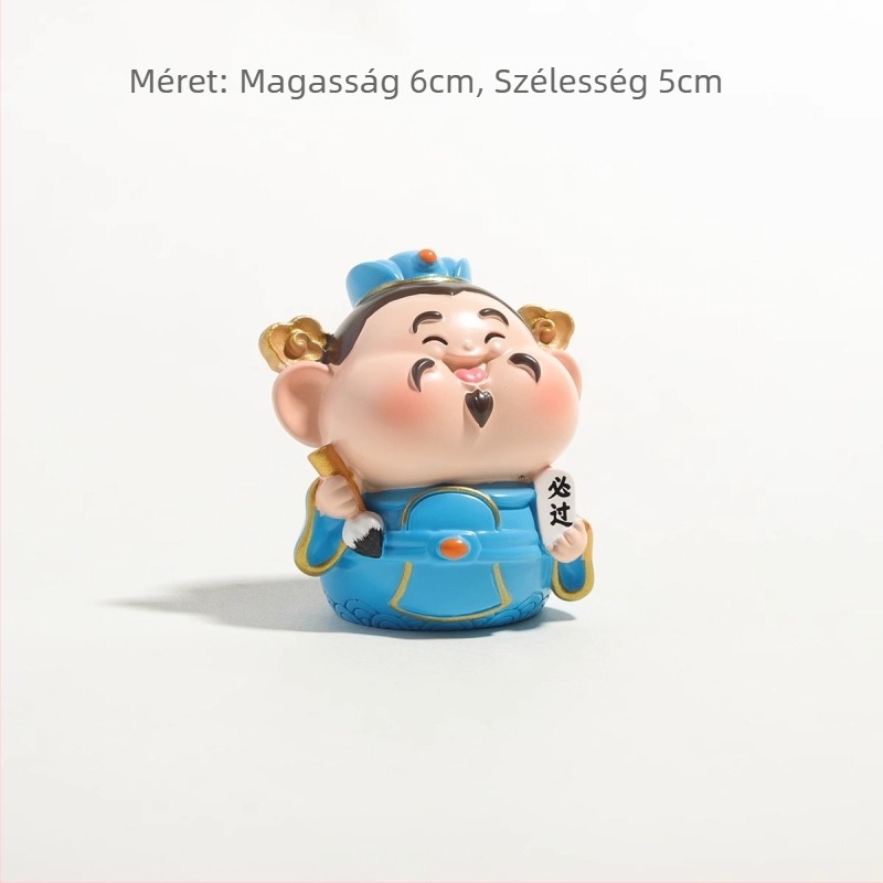 Munkaasztali dísz: Amitábha Buda és a Gazdagság Istene, gyanta, aranyos stílus, ajándék osztálytárs születésnapjára vagy karácsonyra