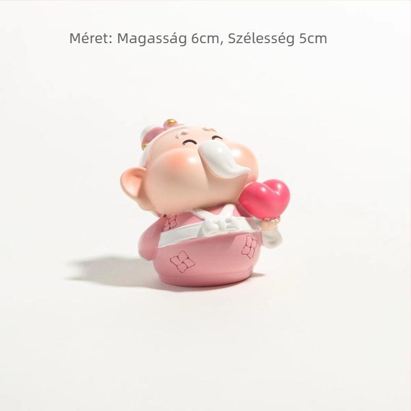 Munkaasztali dísz: Amitábha Buda és a Gazdagság Istene, gyanta, aranyos stílus, ajándék osztálytárs születésnapjára vagy karácsonyra