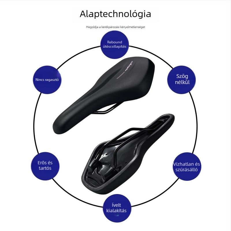 ZHIQIU kerékpár nyereg, PU bőr, memory foam, PA12 műanyag, sportos kialakítás, súly 310 g