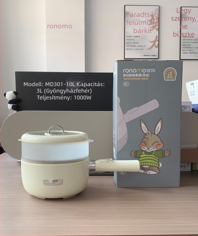 MD301 elektromos főzőedény kerámia glazúrral bevont belső edénnyel, kapacitás 2,1–4 L, mechanikus vezérlés, gyors gőzölés, kétszintű kialakítás otthoni használatra