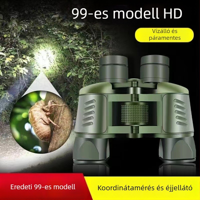 Magas teljesítményű HD binokuláris készülék rangefinderrel, katonai zöld, hordozható kültéri éjjellátás