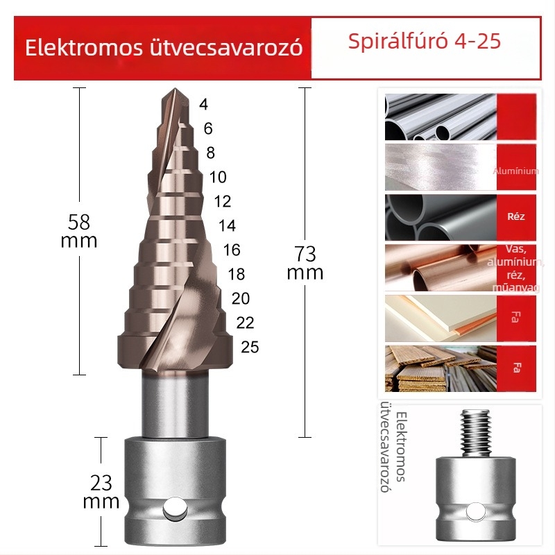 Pagoda fúró elektromos csavarhúzóhoz – kobaltotot tartalmazó, rozsdamentes acél, magas keménység, furattágító és reamer a pozicionáláshoz