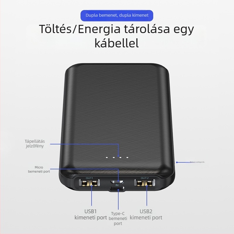 U68 10000mAh USB töltőbank gyors töltéssel 2.4A és több USB kimenet