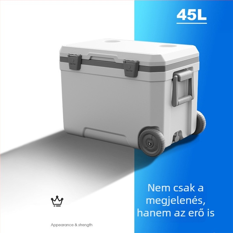 45L hordozható autóhűtő kültéri kempingezéshez – nagy kapacitású szigetelt doboz