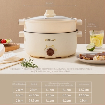 Többcélú tapadásmentes edény knob control – párolás, főzés és hot pot, 801-1000W, 3-4 személyre