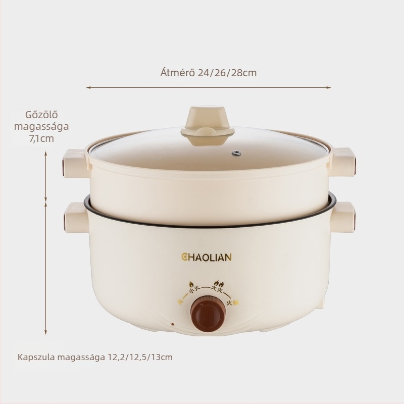 Többcélú tapadásmentes edény knob control – párolás, főzés és hot pot, 801-1000W, 3-4 személyre