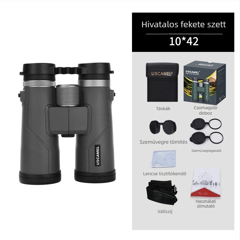 10x42 binokli, nitrogénnel töltött és vízálló, HD optika kültéri vadászathoz és madármegfigyeléshez