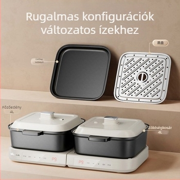 Bear elektromos forró fazék osztott kialakítással, 6 L+ kapacitás, 800 W alatt, mechanikus vezérlés