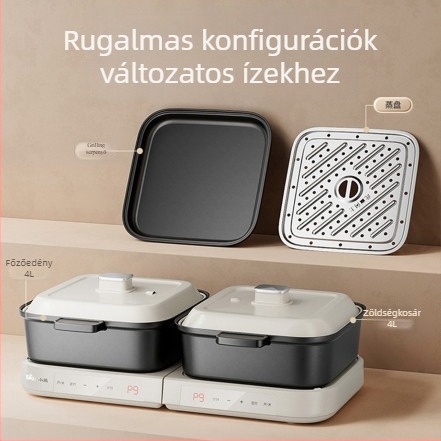 Bear elektromos forró fazék osztott kialakítással, 6 L+ kapacitás, 800 W alatt, mechanikus vezérlés