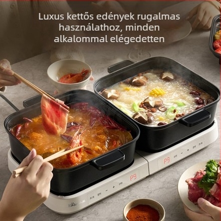 Bear elektromos forró fazék osztott kialakítással, 6 L+ kapacitás, 800 W alatt, mechanikus vezérlés