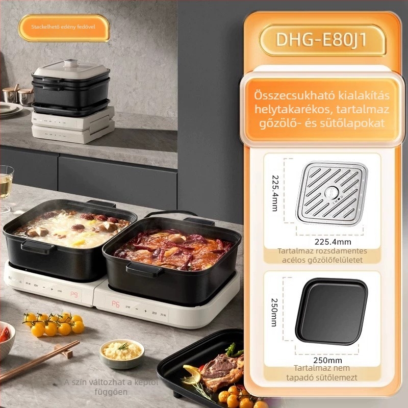 Bear elektromos forró fazék osztott kialakítással, 6 L+ kapacitás, 800 W alatt, mechanikus vezérlés