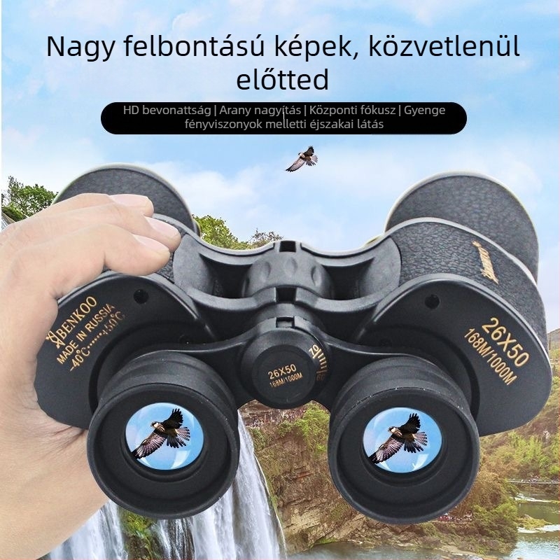 Binokulár 26x50 (Ultra HD felbontás, látómező 168 ft/1000 yd, kilépő pupilla 7.8 mm, szemkímélő távolság 23 mm)
