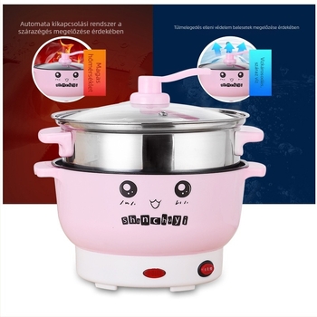 Elektromos főzőedény sokfunkciós gőzölésre és főzésre; belső kerámia edény; 3–4 személyes kapacitás; teljesítmény 800W alatt; mechanikus vezérlés.