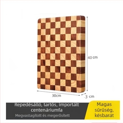 Akácfa vágódeszka, masszív fa, vastag kivitel, sakktábla mintás, gyümölcsök szeletelésére