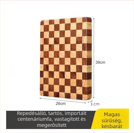 Akácfa vágódeszka, masszív fa, vastag kivitel, sakktábla mintás, gyümölcsök szeletelésére