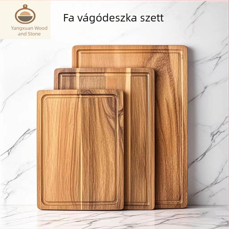 Akácfából készült tálca mosogatóval — négyzet alakú konyhai tálca és vágódeszka