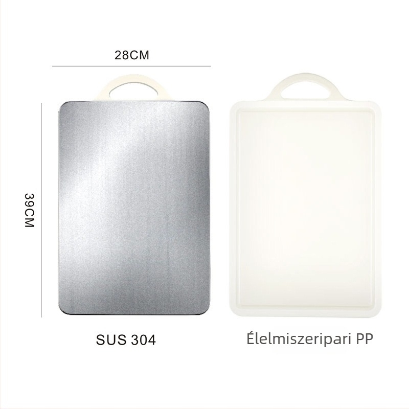 Hua Su rozsdamentes acél vágódeszka – kétoldalas, otthoni használatra, modern minimalist stílus (Anyag: Rozsdamentes acél; Funkció: Kétoldalas; Használat: Otthoni; Stílus: Modern Minimalizmus)
