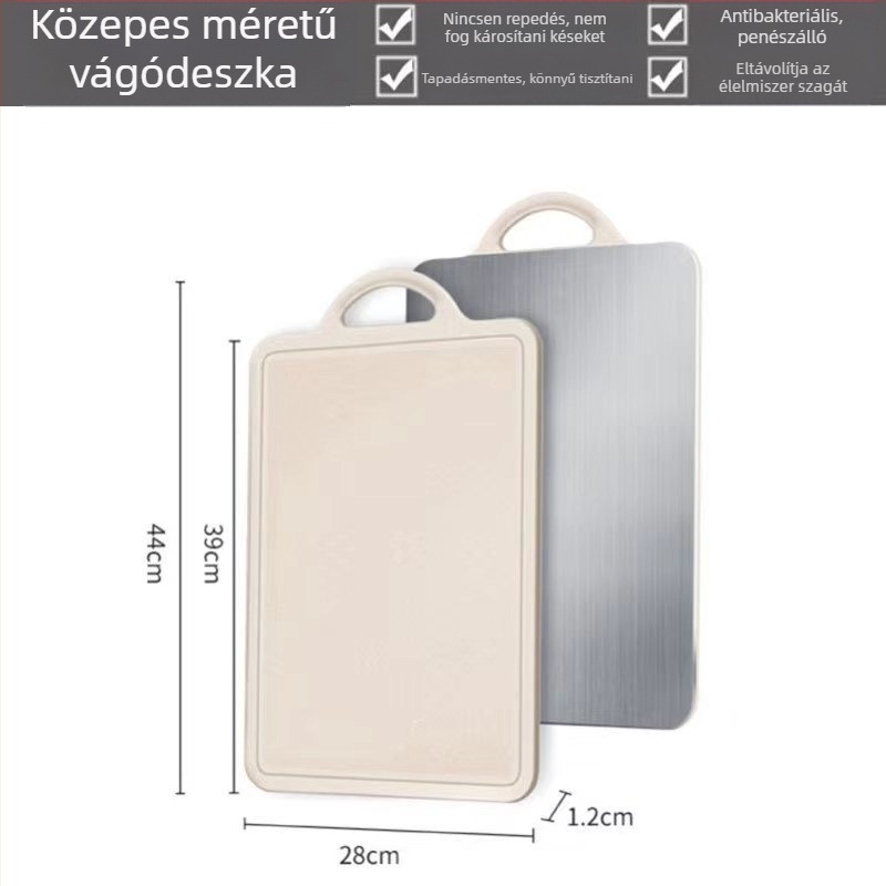 Hua Su rozsdamentes acél vágódeszka – kétoldalas, otthoni használatra, modern minimalist stílus (Anyag: Rozsdamentes acél; Funkció: Kétoldalas; Használat: Otthoni; Stílus: Modern Minimalizmus)