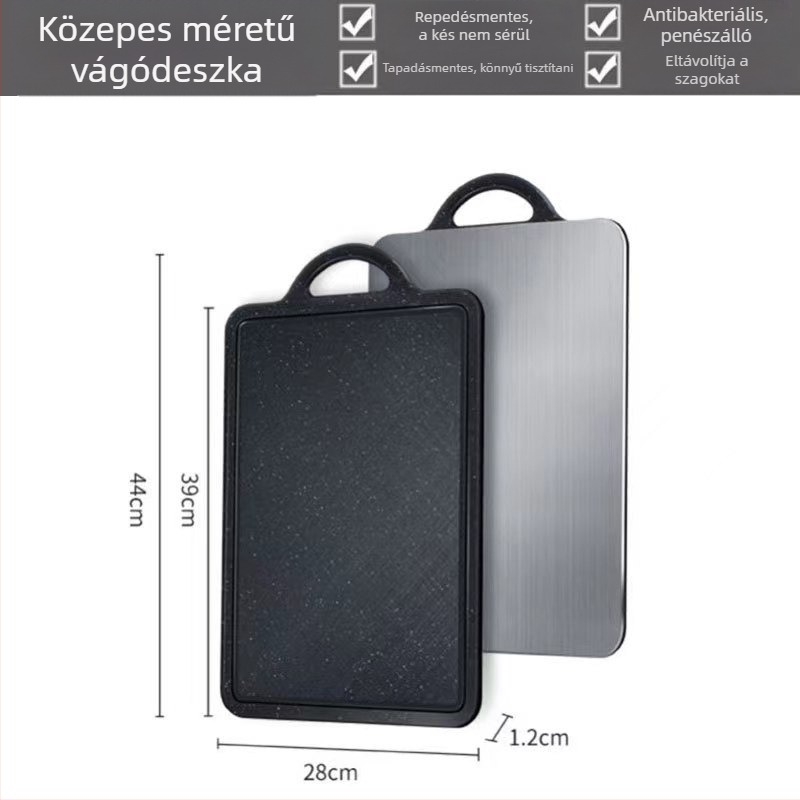 Hua Su rozsdamentes acél vágódeszka – kétoldalas, otthoni használatra, modern minimalist stílus (Anyag: Rozsdamentes acél; Funkció: Kétoldalas; Használat: Otthoni; Stílus: Modern Minimalizmus)