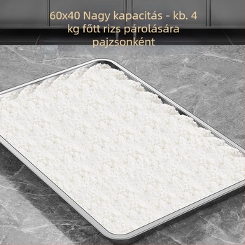 304 rozsdamentes acél téglalap alakú pároló tál, matt felület, kínai stílus, mikrohullámú sütő nem használható
