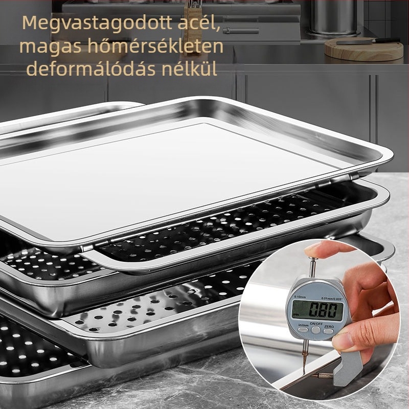 304 rozsdamentes acél téglalap alakú pároló tál, matt felület, kínai stílus, mikrohullámú sütő nem használható