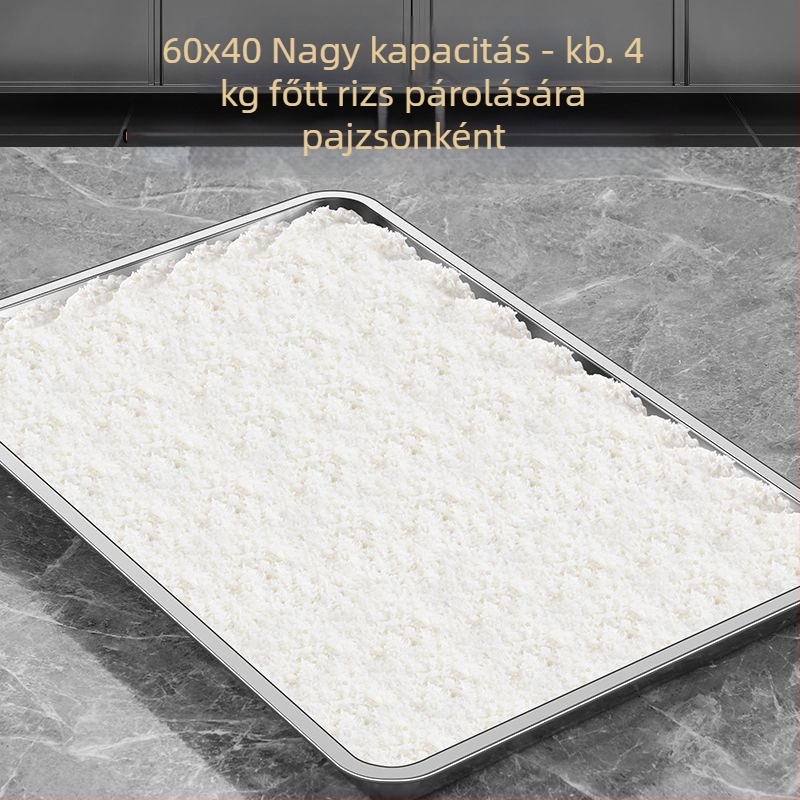 304 rozsdamentes acél téglalap alakú pároló tál, matt felület, kínai stílus, mikrohullámú sütő nem használható