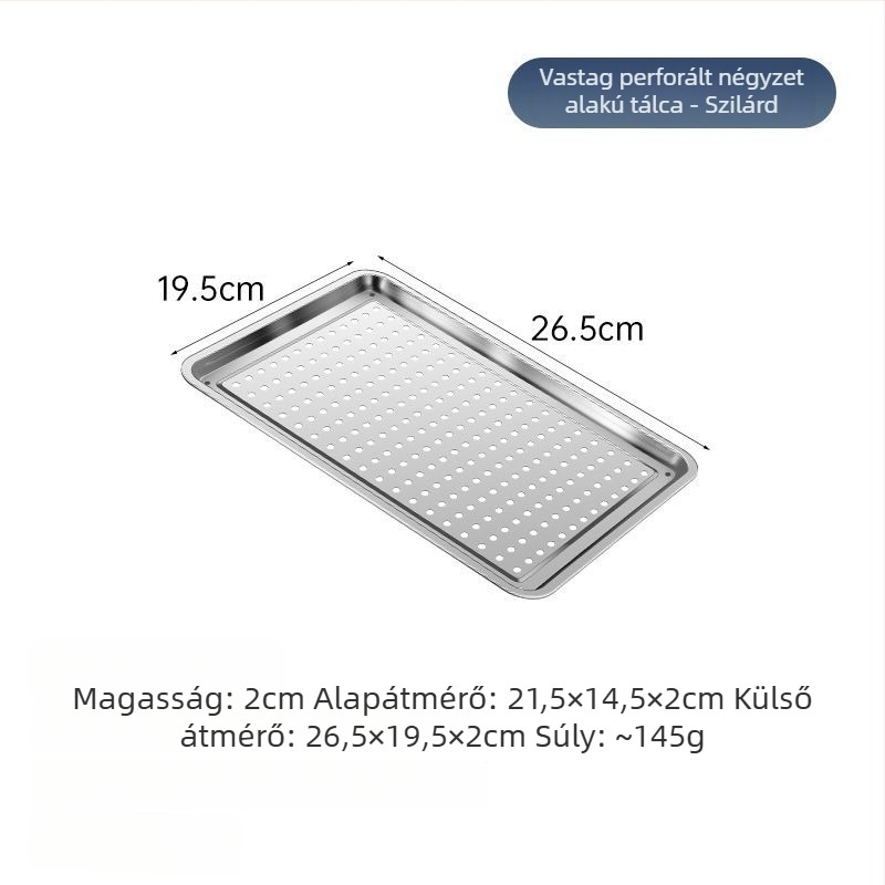 304 rozsdamentes acél téglalap alakú pároló tál, matt felület, kínai stílus, mikrohullámú sütő nem használható