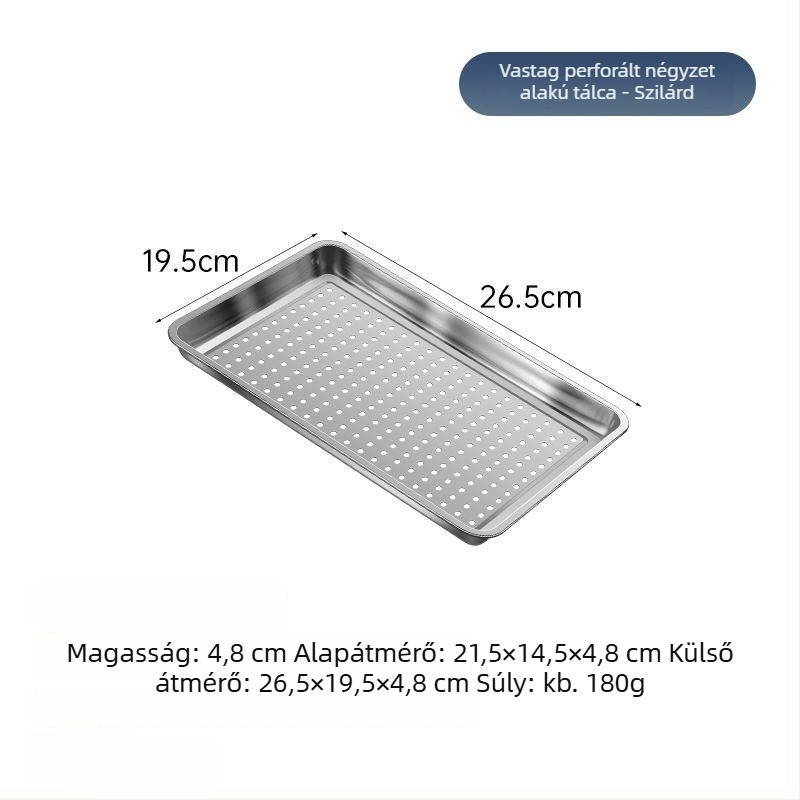 304 rozsdamentes acél téglalap alakú pároló tál, matt felület, kínai stílus, mikrohullámú sütő nem használható