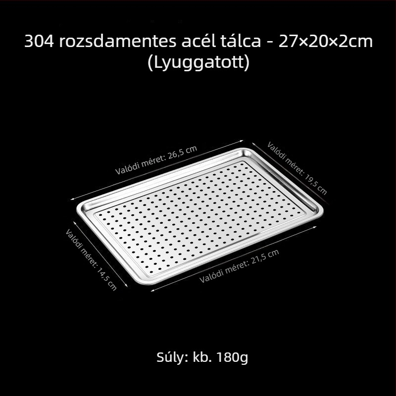 304 rozsdamentes acél téglalap alakú pároló tál, matt felület, kínai stílus, mikrohullámú sütő nem használható