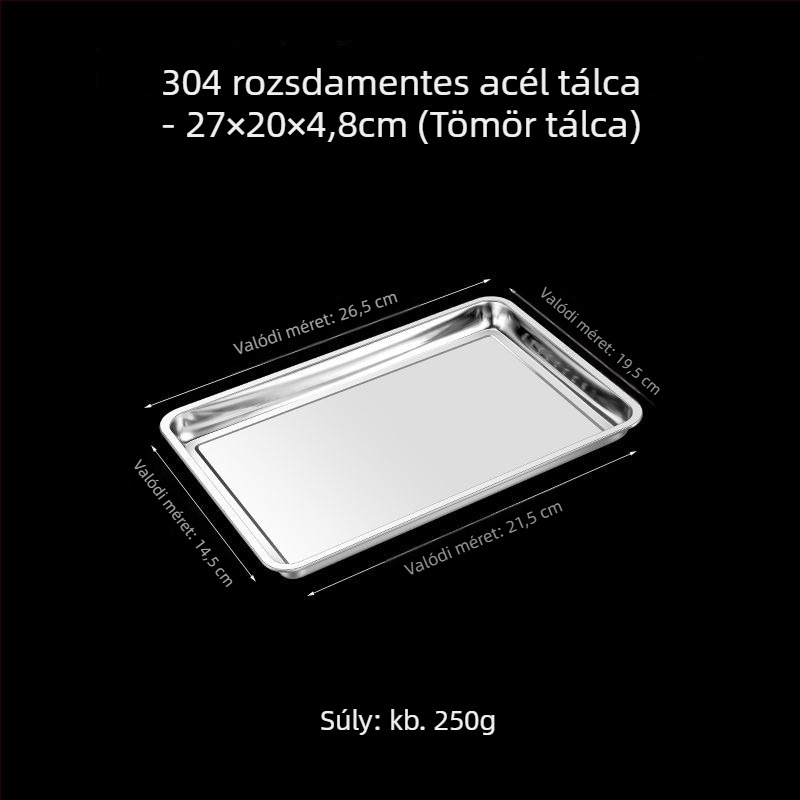 304 rozsdamentes acél téglalap alakú pároló tál, matt felület, kínai stílus, mikrohullámú sütő nem használható