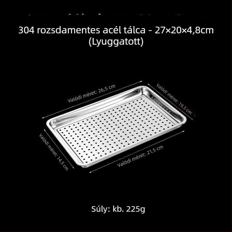 304 rozsdamentes acél téglalap alakú pároló tál, matt felület, kínai stílus, mikrohullámú sütő nem használható