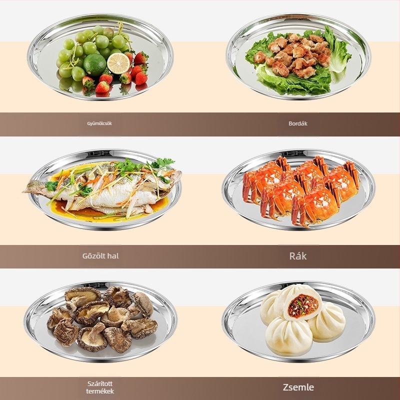 Rozsdamentes acél kerek tál – extrán vastag, fényes felület, szállodai és éttermi használatra