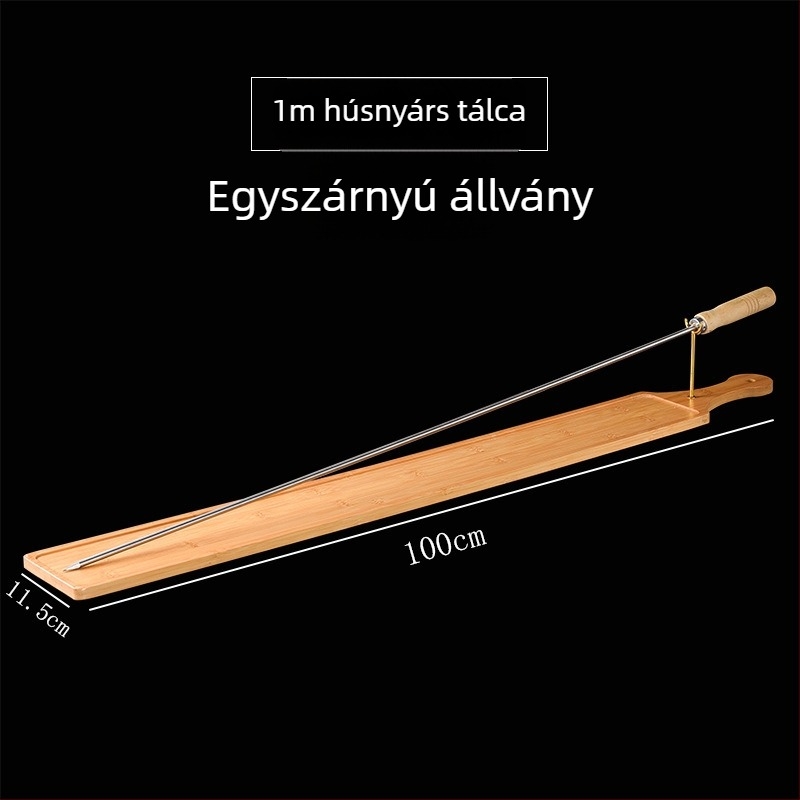 Grillnyársak tál állvánnyal – bambusz, téglalap alakú sekély tál, kínai stílus, logó nyomtatás lehetséges, testreszabás