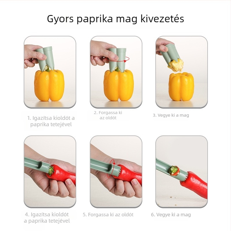 Paprika magkezelő eszköz – ABS konyhai kellék, Jumei Kitchenware, logó nyomtatható, 2022-es bevezetés