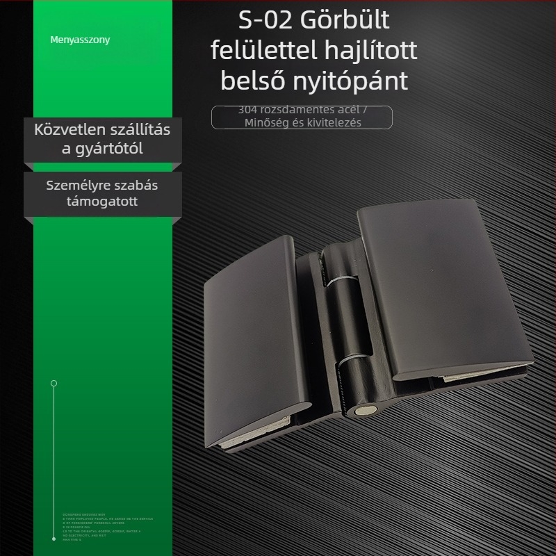 MSD-S108 rozsdamentes acél pánt a fürdőszobai üvegajtókhoz, ívelt befelé nyíló, 304 rozsdamentes acél, modern minimalista stílus