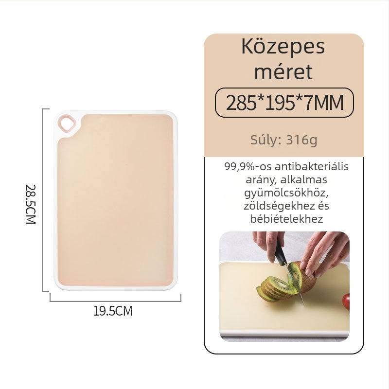 PP anyagú átlátszó konyhai vágódeszka, antibakteriális és penészmentes, kétoldalas, gyümölcsök és zöldségek számára
