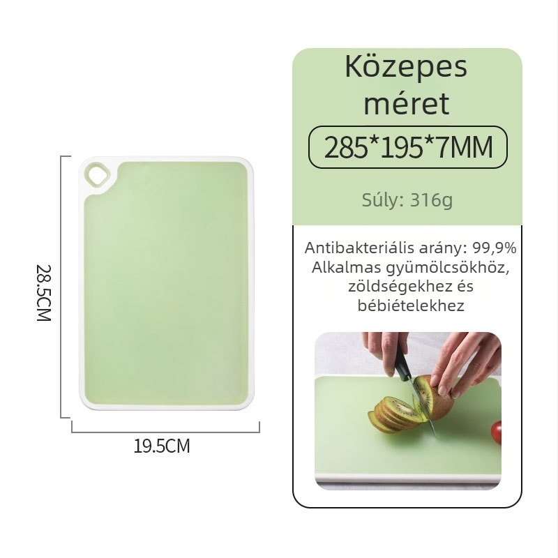 PP anyagú átlátszó konyhai vágódeszka, antibakteriális és penészmentes, kétoldalas, gyümölcsök és zöldségek számára