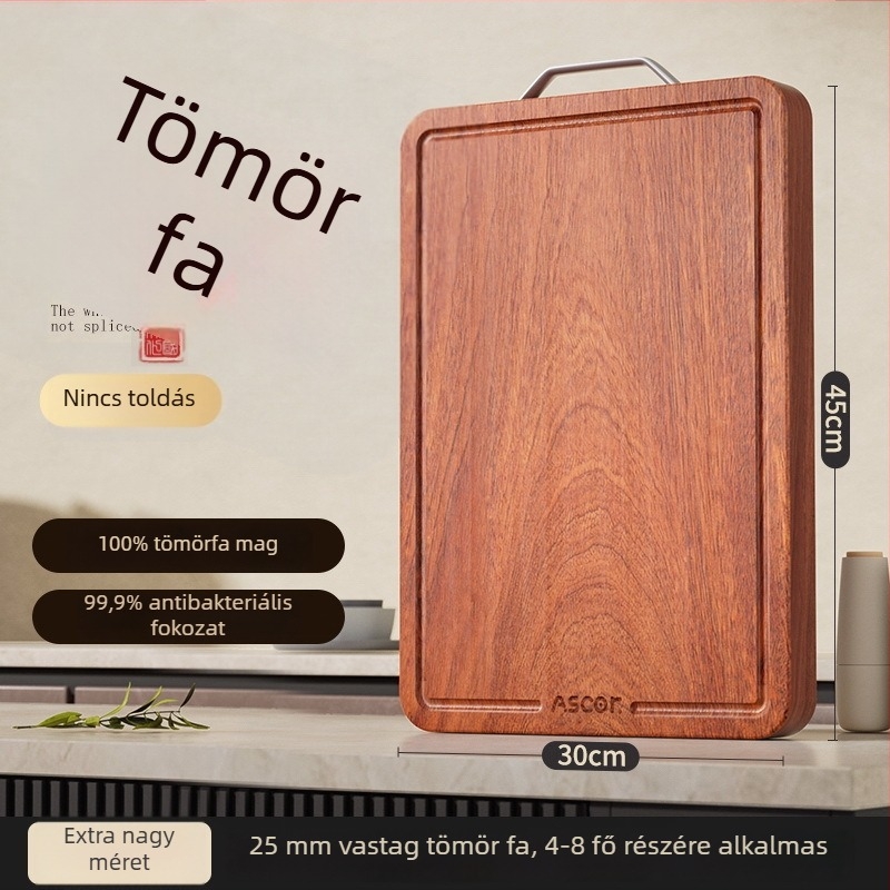 Ebony tömörfa vágódeszka, penész- és antibakteriális, élelmiszer-minőségű, kétoldalas konyhai vágódeszka